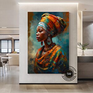 Afrikalı Kadın Kanvası, Etnik Kadın Portresi, Renkli Duvar Dekoru