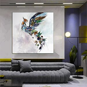 Simurg Kuşu Kanvas Tablosu; Anka Kuşu Resmi; Renkli Kuş Baskısı; Anne Kuş Duvar Sanatı