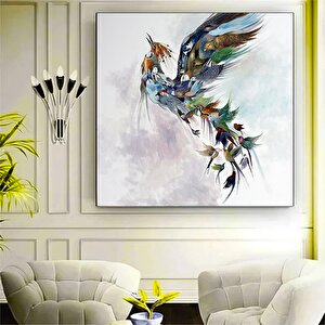 Simurg Kuşu Kanvas Tablosu; Anka Kuşu Resmi; Renkli Kuş Baskısı; Anne Kuş Duvar Sanatı