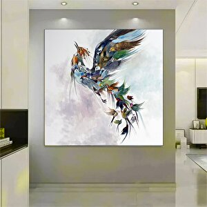 Simurg Kuşu Kanvas Tablosu; Anka Kuşu Resmi; Renkli Kuş Baskısı; Anne Kuş Duvar Sanatı