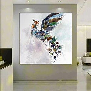 Simurg Kuşu Kanvas Tablosu; Anka Kuşu Resmi; Renkli Kuş Baskısı; Anne Kuş Duvar Sanatı