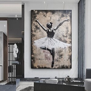 Balerin Graffiti Posteri, Dans Eden Balerin Tablosu, Sokak Sanatı Kanvası 60x90 cm