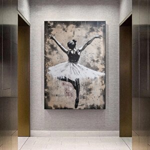Balerin Graffiti Posteri, Dans Eden Balerin Tablosu, Sokak Sanatı Kanvası 60x90 cm