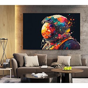 Renkli Soyut Astronot Tablosu; Grafiti Cazı; Canlı Uzay Sanatı; Kanvas Baskı