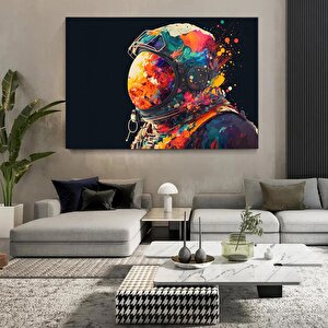 Renkli Soyut Astronot Tablosu; Grafiti Cazı; Canlı Uzay Sanatı; Kanvas Baskı 120x180 cm