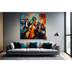 Siyah Caz Kanvas Baskı; Afrika Caz Duvar Sanatı; Orkestra Kanvas