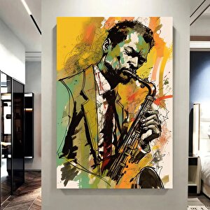 Caz Aşk Kanvas; Saksafoncu Portresi 20x30 cm