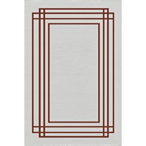 Yıkanabilir Salon Halısı – Kahverengi; Beyaz – Geometrik Desen, Makinede Yıkanabilir, Kolay Temizlenebilir, Toz Ve Tüy Tutmaz, Kaymaz, Evcil Hayvan Dostu 120x270 cm