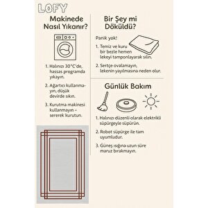 Yıkanabilir Salon Halısı – Kahverengi; Beyaz – Geometrik Desen, Makinede Yıkanabilir, Kolay Temizlenebilir, Toz Ve Tüy Tutmaz, Kaymaz, Evcil Hayvan Dostu