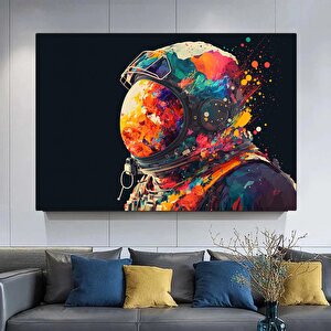 Renkli Soyut Astronot Tablosu; Grafiti Cazı; Canlı Uzay Sanatı; Kanvas Baskı