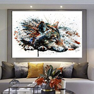 Özel Kurt Tablosu, Soyut Kanvas, Hayvan Duvar Sanat Baskıları, Ekstra Büyük Kanvas Duvar Sanatı 120x180 cm