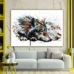 Özel Kurt Tablosu, Soyut Kanvas, Hayvan Duvar Sanat Baskıları, Ekstra Büyük Kanvas Duvar Sanatı 120x180 cm