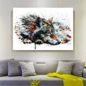 Özel Kurt Tablosu, Soyut Kanvas, Hayvan Duvar Sanat Baskıları, Ekstra Büyük Kanvas Duvar Sanatı 150x290 cm