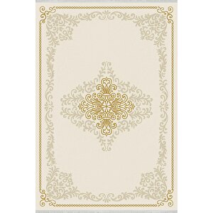 Pamuk Dokuma Taban Halı – Krem; Altın; Bej – Oriental Desen, Makinede Yıkanabilir, Kolay Temizlenebilir, Toz Ve Tüy Tutmaz, Kaymaz, Evcil Hayvan Dostu 160x230 cm