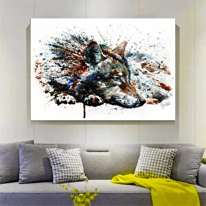 Özel Kurt Tablosu, Soyut Kanvas, Hayvan Duvar Sanat Baskıları, Ekstra Büyük Kanvas Duvar Sanatı 80x150 cm