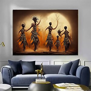 Afrikalı Sanat Kanvası - Afrikalı Geleneksel Kadın Kabile Etnik Kadın Görseli Duvar Sanatı Dekoru Ka 100x200 cm