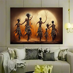 Afrikalı Sanat Kanvası - Afrikalı Geleneksel Kadın Kabile Etnik Kadın Görseli Duvar Sanatı Dekoru Ka 100x200 cm