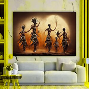 Afrikalı Sanat Kanvası - Afrikalı Geleneksel Kadın Kabile Etnik Kadın Görseli Duvar Sanatı Dekoru Ka 100x200 cm