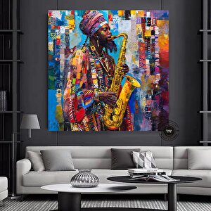 Caz Sanatçısı Posteri, Afro Caz Sanatı, Afro Duvar Sanatı, Afro-amerikan Sanatı, Siyahi Adam Baskısı 50x50 cm