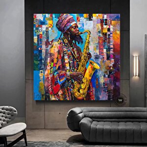 Caz Sanatçısı Posteri, Afro Caz Sanatı, Afro Duvar Sanatı, Afro-amerikan Sanatı, Siyahi Adam Baskısı