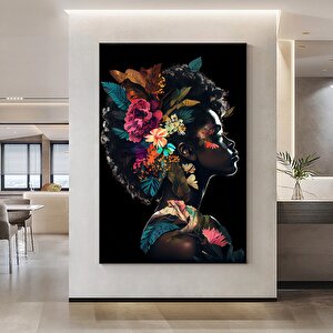 Etnik Kadın Kanvas Sanatı; Afrikalı Kadın Tablosu 20x30 cm