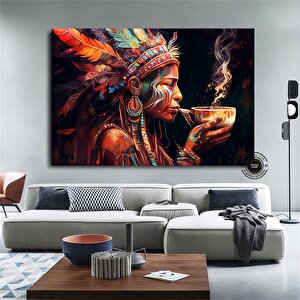 Gizemli Şaman Kanvas Baskı – Etnik Stil Sanat Baskısı; Kızılderili Mitolojisi Duvar Dekoru; Vintage