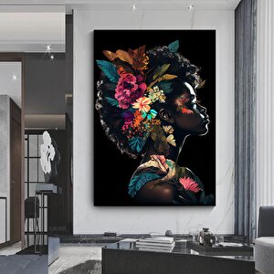 Etnik Kadın Kanvas Sanatı; Afrikalı Kadın Tablosu 50x70 cm