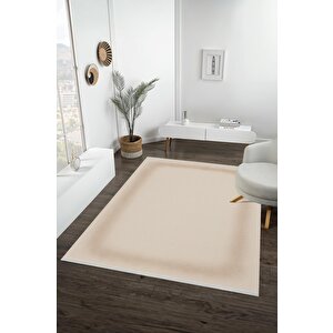 Pamuk Dokuma Taban Halı – Bej; Kahverengi – Geometrik Desen, Makinede Yıkanabilir, Kolay Temizlenebilir, Toz Ve Tüy Tutmaz, Kaymaz, Evcil Hayvan Dostu