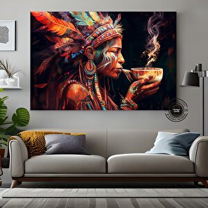 Gizemli Şaman Kanvas Baskı – Etnik Stil Sanat Baskısı; Kızılderili Mitolojisi Duvar Dekoru; Vintage
