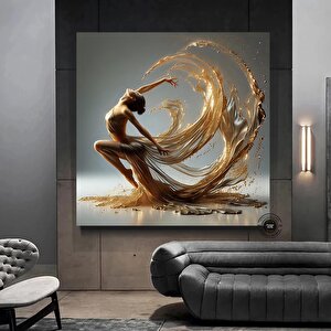 Balerin Dans Eden Kanvas Tablosu; İpek Elbiseli Modern Sanat