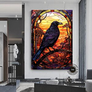 Kanvas Duvar Sanatı Baskısı Cadılar Bayramı Dekoru / Büyük Duvar Sanatı / Karga Pencere Dekoru / Cad 90x150 cm