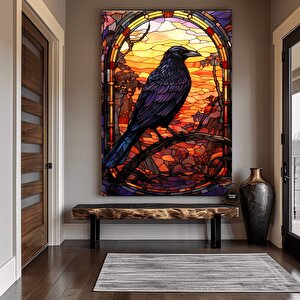 Kanvas Duvar Sanatı Baskısı Cadılar Bayramı Dekoru / Büyük Duvar Sanatı / Karga Pencere Dekoru / Cad