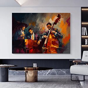 Caz Kulübü Kanvas Tablo | Gece Ve Müzik Teması 60x120 cm