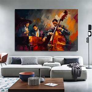 Caz Kulübü Kanvas Tablo | Gece Ve Müzik Teması 60x120 cm
