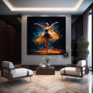 Balerin Dans Eden Kanvas Duvar Sanatı – İpek Elbiseli Modern Tasarım; Ev Dekoru Kanvas Baskısı 40x40 cm