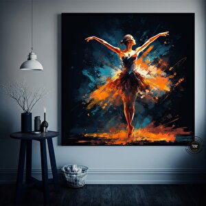 Balerin Dans Eden Kanvas Duvar Sanatı – İpek Elbiseli Modern Tasarım; Ev Dekoru Kanvas Baskısı