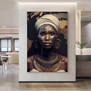 Modern Afrikalı Kadın Kanvas Tablo – Oturma Odası Dekoru; Etnik Kadın Sanatı; Afrikalı Kadın Baskısı 80x120 cm
