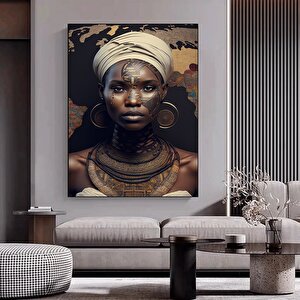 Modern Afrikalı Kadın Kanvas Tablo – Oturma Odası Dekoru; Etnik Kadın Sanatı; Afrikalı Kadın Baskısı