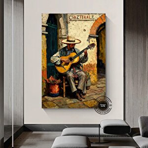 Çerçeveli Kanvas Üzerinde Meksika Mariachi Sanatı – Renkli Meksika Tablosu, Modern Meksika Dekoru 90x150 cm