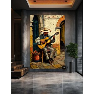 Çerçeveli Kanvas Üzerinde Meksika Mariachi Sanatı – Renkli Meksika Tablosu, Modern Meksika Dekoru