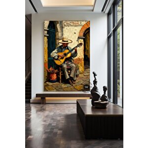 Çerçeveli Kanvas Üzerinde Meksika Mariachi Sanatı – Renkli Meksika Tablosu, Modern Meksika Dekoru 30x40 cm