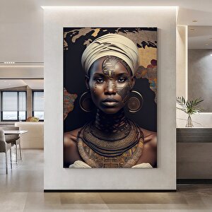 Modern Afrikalı Kadın Kanvas Tablo – Oturma Odası Dekoru; Etnik Kadın Sanatı; Afrikalı Kadın Baskısı 40x60 cm