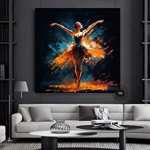 Balerin Dans Eden Kanvas Duvar Sanatı – İpek Elbiseli Modern Tasarım; Ev Dekoru Kanvas Baskısı 60x60 cm