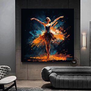 Balerin Dans Eden Kanvas Duvar Sanatı – İpek Elbiseli Modern Tasarım; Ev Dekoru Kanvas Baskısı 60x60 cm