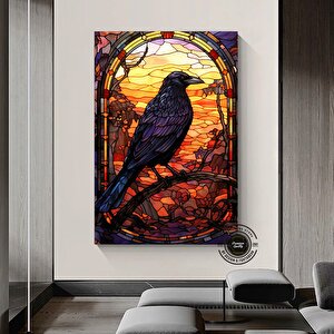 Kanvas Duvar Sanatı Baskısı Cadılar Bayramı Dekoru / Büyük Duvar Sanatı / Karga Pencere Dekoru / Cad 80x120 cm