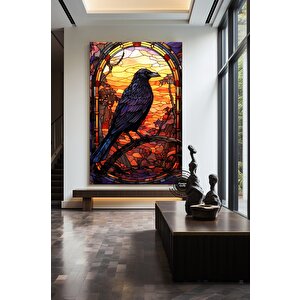 Kanvas Duvar Sanatı Baskısı Cadılar Bayramı Dekoru / Büyük Duvar Sanatı / Karga Pencere Dekoru / Cad