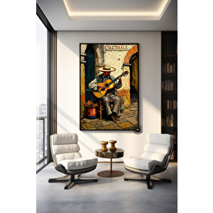 Çerçeveli Kanvas Üzerinde Meksika Mariachi Sanatı – Renkli Meksika Tablosu, Modern Meksika Dekoru 80x160 cm