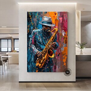 Afrika Caz Sanatı; Afrika Kanvas; Caz Duvar Sanatı; Caz Yağlı Boya Kanvas; Siyah Müzisyen Kanvas; Sa