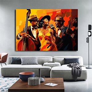 Retro Afrikalı Amerikalı Müzisyenler Kanvas Sanatı; Caz Kanvas Baskısı 80x150 cm