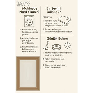 Pamuk Dokuma Taban Halı – Krem; Kahverengi; Bej – Geometrik Desen, Makinede Yıkanabilir, Kolay Temizlenebilir, Toz Ve Tüy Tutmaz, Kaymaz, Evcil Hayvan Dostu